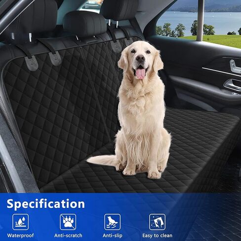 Alfheim Dog Car Back Seat Cover, Waterproof Scratchproof Rear Seat Protector with Arm-Rest Opening, Nonslip Durable Washable Dog Travel, Universal fit for Most Cars in Kuwait