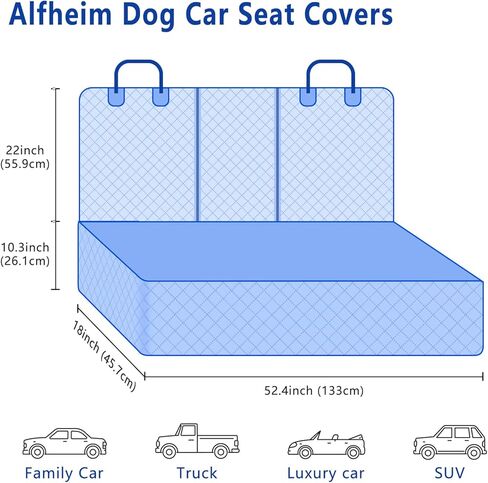 Alfheim Dog Car Back Seat Cover, Waterproof Scratchproof Rear Seat Protector with Arm-Rest Opening, Nonslip Durable Washable Dog Travel, Universal fit for Most Cars in Kuwait