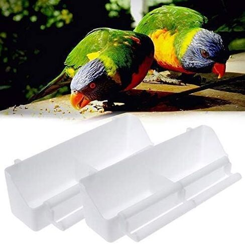 Wpmlady Bird Parrot Feeding Cups, Bird Cage Food Cup, Bird Cage Feeder, Bird Feeding Cups, Bird Bowls for Cage, Plastic Hanging Cups for Small Birds Pigeons Parakeet 4-Pack in Kuwait
