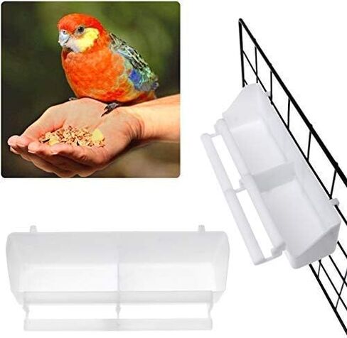 Wpmlady Bird Parrot Feeding Cups, Bird Cage Food Cup, Bird Cage Feeder, Bird Feeding Cups, Bird Bowls for Cage, Plastic Hanging Cups for Small Birds Pigeons Parakeet 4-Pack in Kuwait