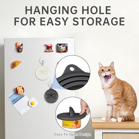 ZooZoo Reusable Food Can Lid Set, Cute Cat-Ear Pet Food Can Lids, (3, 6, 14oz etc.) Universal 1 Fit 3 Standard Size Can Silicone Covers for Cat Dog & Human Can Food, BPA-Free & Dishwasher-Safe, 4 Pack in Kuwait