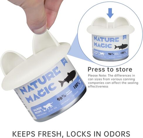 ZooZoo Reusable Food Can Lid Set, Cute Cat-Ear Pet Food Can Lids, (3, 6, 14oz etc.) Universal 1 Fit 3 Standard Size Can Silicone Covers for Cat Dog & Human Can Food, BPA-Free & Dishwasher-Safe, 4 Pack in Kuwait