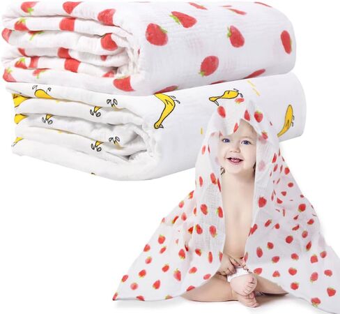 Yanwenx 2 قطعة منشفة أطفال من الموسلين، مناشف حمام كبيرة للأطفال، مناشف أطفال من القطن الناعم، دافئة وماصة، منشفة من القطن الطبيعي، منشفة حمام للأطفال الصغار، بطانية ملفوفة للأولاد والبنات والأطفال in Kuwait