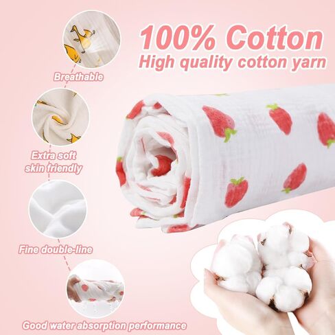 Yanwenx 2 قطعة منشفة أطفال من الموسلين، مناشف حمام كبيرة للأطفال، مناشف أطفال من القطن الناعم، دافئة وماصة، منشفة من القطن الطبيعي، منشفة حمام للأطفال الصغار، بطانية ملفوفة للأولاد والبنات والأطفال in Kuwait