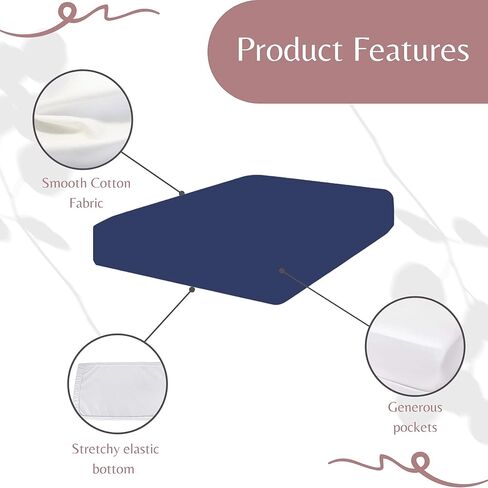 ملاءة سرير أطفال ملائمة من القطن بنسبة 100% من Superity Linen، فقط الأقمشة عالية الجودة المستخدمة وجيدة التهوية، يمكن غسلها وتجفيفها في الغسالة - 28x52 (سرير أطفال، بيج) in Saudi Arabia