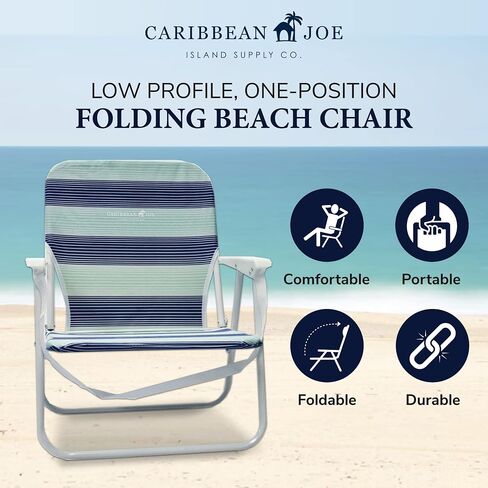 Caribbean Joe Folding Beach Chair, 1 Position Lightweight and Portable Foldable Outdoor Camping Chair with Carry Strap in Kuwait