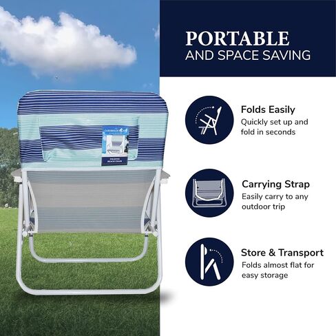 Caribbean Joe Folding Beach Chair, 1 Position Lightweight and Portable Foldable Outdoor Camping Chair with Carry Strap in Kuwait