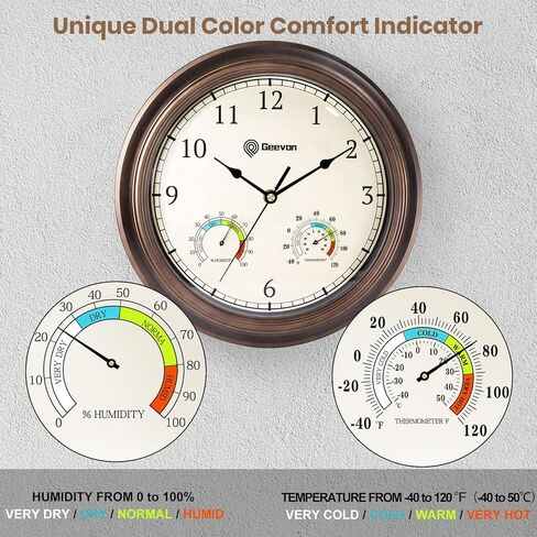 Geevon Vintage 14 "ساعة حائط صامتة غير موقوتة ساعة حائط تناظرية كوارتز مزخرفة تعمل بالبطارية ساعة حائط لغرفة النوم/غرفة المعيشة/المطبخ/ديكور المكتب in Kuwait