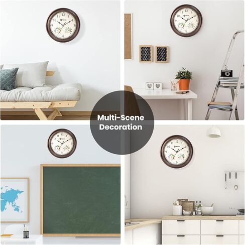 Geevon Vintage 14 "ساعة حائط صامتة غير موقوتة ساعة حائط تناظرية كوارتز مزخرفة تعمل بالبطارية ساعة حائط لغرفة النوم/غرفة المعيشة/المطبخ/ديكور المكتب in Kuwait