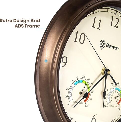 Geevon Vintage 14 "ساعة حائط صامتة غير موقوتة ساعة حائط تناظرية كوارتز مزخرفة تعمل بالبطارية ساعة حائط لغرفة النوم/غرفة المعيشة/المطبخ/ديكور المكتب in Kuwait