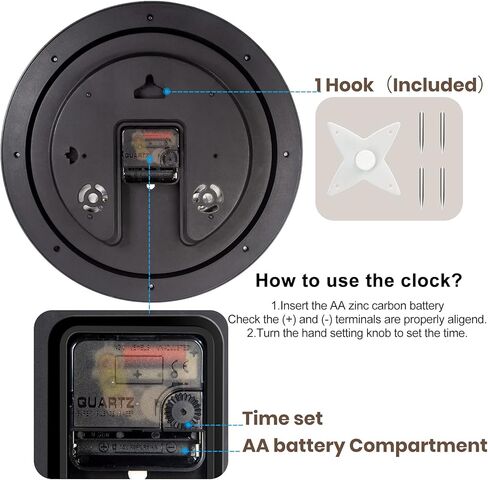 Geevon Vintage 14 "ساعة حائط صامتة غير موقوتة ساعة حائط تناظرية كوارتز مزخرفة تعمل بالبطارية ساعة حائط لغرفة النوم/غرفة المعيشة/المطبخ/ديكور المكتب in Kuwait