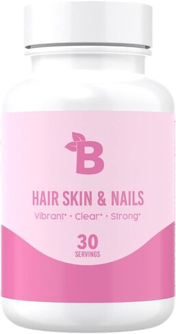 كبسولات بلوم نيوتريشن إتش إس إن مع فيتامين أ، ب، ج، د، هـ، البيوتين، حمض الفوليك، والكولاجين | مكمل للشعر والبشرة والأظافر | صديق للنباتيين، خالي من الغلوتين، غير معدل وراثيًا | 60 عدد in Kuwait