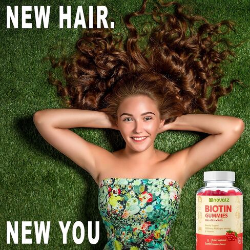 Vegan Biotin Gummies Support Hair Growth, Promotes Healthy Hair, Skin and Nails, 5,000 mcg Biotin, with Vitamin B & C, Non GMO, Gluten Free, for Women & Men, Strawberry, 90 Gummies in Saudi Arabia
