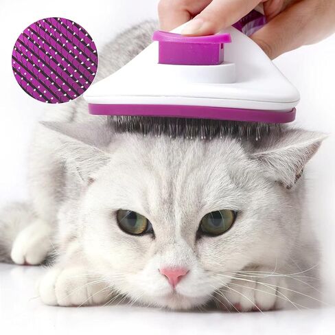 فرشاة تنظيف ذاتية للكلاب والقطط - فرشاة الكلاب المثالية لتساقط الشعر والفراء - مشط للعناية بالكلاب ذات الشعر الطويل والقصير والقطط والأرانب والمزيد، أداة إزالة الشعر، فرشاة للقطط (وردي) in Kuwait