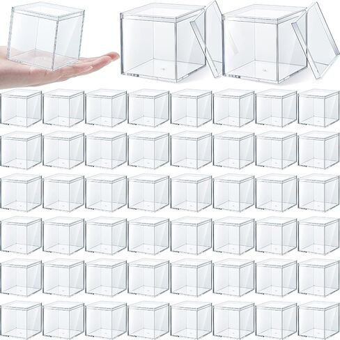 Clear Acrylic Plastic Square Cube Small Acrylic Box with Lid Storage Mini Acrylic Boxes Square Display Box Organizer Containers for Candy Pill, Tiny Jewelry, Gifts, 2.56 x 2.56 x 2.56 Inch (26 Pieces) in Kuwait