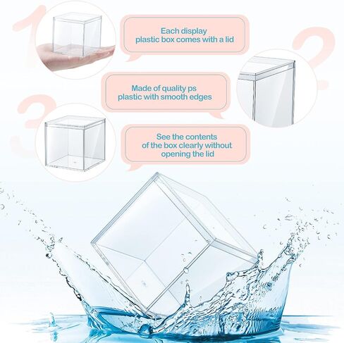 Clear Acrylic Plastic Square Cube Small Acrylic Box with Lid Storage Mini Acrylic Boxes Square Display Box Organizer Containers for Candy Pill, Tiny Jewelry, Gifts, 2.56 x 2.56 x 2.56 Inch (26 Pieces) in Kuwait