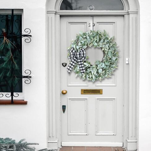 إكليل KuiMen، أكاليل الباب الأمامي، إكليل أذن الحملان مقاس 24 بوصة، ديكورات الممر في الفصول الأربعة، الباب الأمامي، الباب الخلفي، غرفة المعيشة والجدار (أخضر) in Kuwait