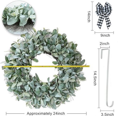 إكليل KuiMen، أكاليل الباب الأمامي، إكليل أذن الحملان مقاس 24 بوصة، ديكورات الممر في الفصول الأربعة، الباب الأمامي، الباب الخلفي، غرفة المعيشة والجدار (أخضر) in Kuwait
