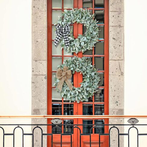 إكليل KuiMen، أكاليل الباب الأمامي، إكليل أذن الحملان مقاس 24 بوصة، ديكورات الممر في الفصول الأربعة، الباب الأمامي، الباب الخلفي، غرفة المعيشة والجدار (أخضر) in Kuwait