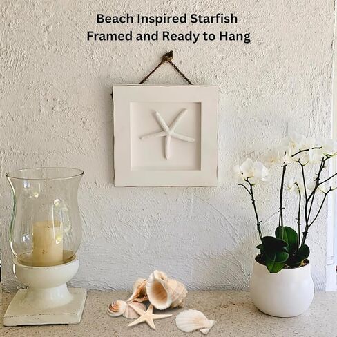 Starfish Beach Wall Decor with Wooden Frame and Nautical Rope - Ideal Ocean Themed Coastal Wall Art for Rustic Coastal Kitchen, Bedroom, Living Room and Beach Bathroom Decor, in Saudi Arabia