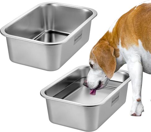 Annchwool Dog Bowls for Large Dogs,2 Pcs Stainless Steel Metal Dog Water Bowl,Food and Water 1.2 Gallon Large Capacity for Big & X-Large Dogs in Kuwait