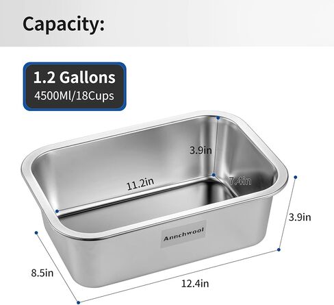 Annchwool Dog Bowls for Large Dogs,2 Pcs Stainless Steel Metal Dog Water Bowl,Food and Water 1.2 Gallon Large Capacity for Big & X-Large Dogs in Kuwait
