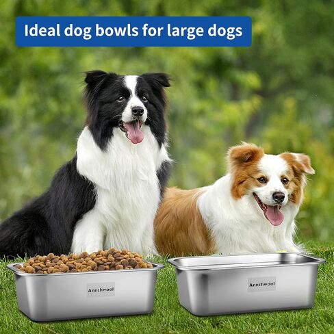 Annchwool Dog Bowls for Large Dogs,2 Pcs Stainless Steel Metal Dog Water Bowl,Food and Water 1.2 Gallon Large Capacity for Big & X-Large Dogs in Kuwait