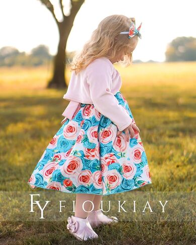 fioukiay Baby Girls Dress and Velvet Cardigan Sets Infant Girls Casual Floral Print Fall Dresses Winter with Headband in Saudi Arabia