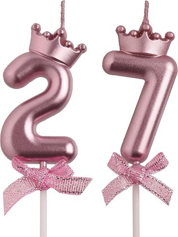 aoolada 27 شموع عيد الميلاد 72، الذهب 72 27 سنة كعكة توبر عدد شموع عيد ميلاد، عيد ميلاد سعيد زينة الحفلات هدايا للنساء الرجال in Kuwait