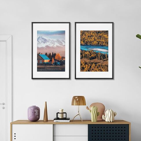 HOMESEVEN 10x30 Frame, 10x30 Panoramic Picture Frame, Solid Wood Poster Frame-Horizontal and Vertical Wall Hanging for Home, Exhibition, Caffe(Natural) in Kuwait