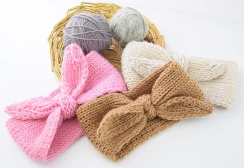 YCMI Baby Turban-Knitting Headband Winter-Wrap-Knotted-Wide - Toddlers Headbands 6 Pieces (Beige+Camel) in Kuwait