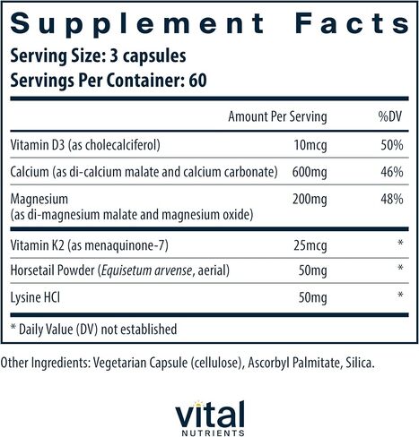 Vital Nutrients Osteo-Nutrients | Vitamin K2-7, Vitamin D, Calcium and Magnesium for Bone Support* | Vegan Supplement | Gluten, Dairy and Soy Free | 240 Capsules in Saudi Arabia