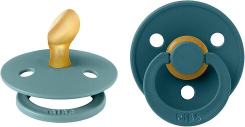 BIBS Pacifiers 0-6 Months | Colour Collection 2-Pack | BPA-Free Anatomical Natural Rubber Nipple | Made in Denmark | Island Sea/Forest Lake Color Pacifier in Saudi Arabia