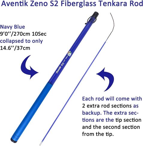 قضيب تنكارا زجاجي Aventik Zeno S2 مع قسمين إضافيين للقضيب 10 ثوانٍ في 9 أقدام/10 أقدام، متانة وقوة ممتازة، مطوي إلى 14.6 بوصة/15.2 بوصة فقط، 6:4 ناعم M-Action، خفيف الوزن للغاية وصغير الحجم، لون شفاف أنيق فائق العين - اصطياد in Saudi Arabia