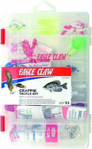 EAGLE CLAW CRAPPIE TACKLE KIT, 53 PIECES, CONTAINS ASSORTMENT OF HOOKS, SINKERS, AND TACKLE FOR FRESHWATER CRAPPIE AND OTHER PANFISH FISHING in Saudi Arabia