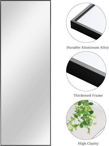 KIAYACI Oversized Full Length Mirror Floor Wall Mirror Leaning Large Wall Mounted Mirror Horizontal/Vertical Bedroom Mirror Dressing Mirror Aluminum Alloy Thin Frame (Grey, 71"x32") in Kuwait