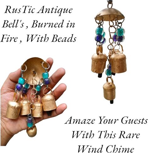 اجراس بقرة معدنية نحاسية بلمسة نهائية ريفية للتعليق على الباب جرس مزدوج الغطاء للكريسماس in Kuwait