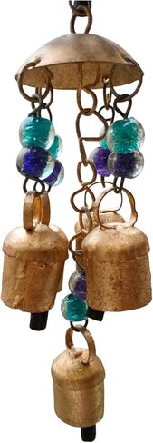 اجراس بقرة معدنية نحاسية بلمسة نهائية ريفية للتعليق على الباب جرس مزدوج الغطاء للكريسماس in Kuwait