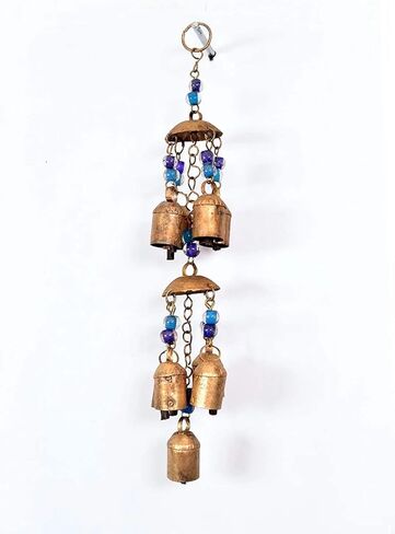 اجراس بقرة معدنية نحاسية بلمسة نهائية ريفية للتعليق على الباب جرس مزدوج الغطاء للكريسماس in Kuwait