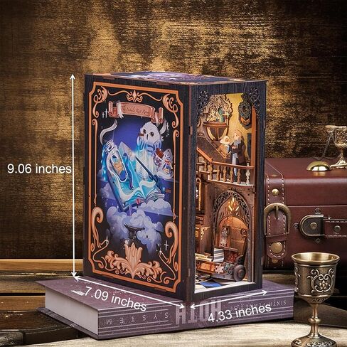 مجموعة زوايا الكتب التي يمكنك صنعها بنفسك - نهايات الكتب المزخرفة مع ضوء LED، زخرفة العناصر السحرية، غطاء مقاوم للغبار للبالغين - رف الألغاز النموذجي - ديكور منزلي رائع - مجموعة كتب يمكنك صنعها بنفسك in Kuwait