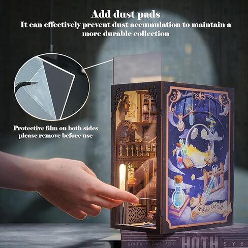 مجموعة زوايا الكتب التي يمكنك صنعها بنفسك - نهايات الكتب المزخرفة مع ضوء LED، زخرفة العناصر السحرية، غطاء مقاوم للغبار للبالغين - رف الألغاز النموذجي - ديكور منزلي رائع - مجموعة كتب يمكنك صنعها بنفسك in Kuwait