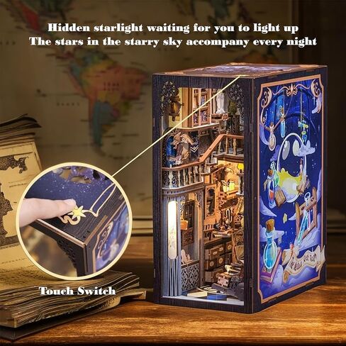 مجموعة زوايا الكتب التي يمكنك صنعها بنفسك - نهايات الكتب المزخرفة مع ضوء LED، زخرفة العناصر السحرية، غطاء مقاوم للغبار للبالغين - رف الألغاز النموذجي - ديكور منزلي رائع - مجموعة كتب يمكنك صنعها بنفسك in Kuwait