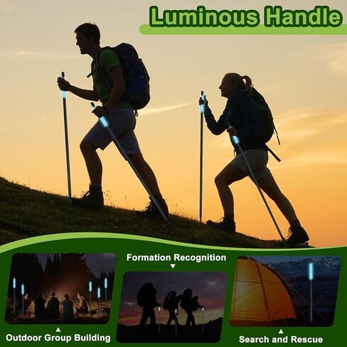 أقطاب الرحلات LanAqua للمشي لمسافات طويلة، أقطاب المشي لمسافات طويلة خفيفة الوزن قابلة للطي مع مقبض مضيء، عصا المشي المصنوعة من الألومنيوم القابلة للفصل للمشي لمسافات طويلة مع حامل الهاتف، عصي المشي للرحلات القابلة للتعديل مقاس 53 بوصة in Kuwait