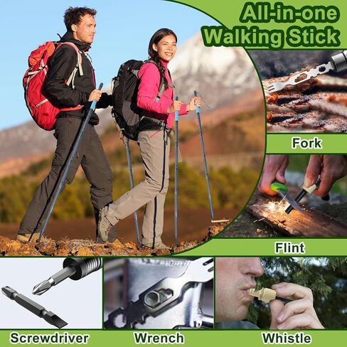 أقطاب الرحلات LanAqua للمشي لمسافات طويلة، أقطاب المشي لمسافات طويلة خفيفة الوزن قابلة للطي مع مقبض مضيء، عصا المشي المصنوعة من الألومنيوم القابلة للفصل للمشي لمسافات طويلة مع حامل الهاتف، عصي المشي للرحلات القابلة للتعديل مقاس 53 بوصة in Kuwait