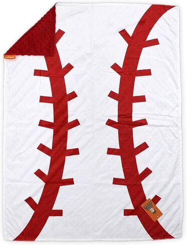 بطانية أطفال فاخرة من Dear Baby Gear Sports - طبقة مزدوجة من المنكي، وهدايا مايلستون وحديثي الولادة، بطانية أطفال للبنات - طباعة بيسبول، منقط أحمر - 40 بوصة × 30 بوصة in Saudi Arabia
