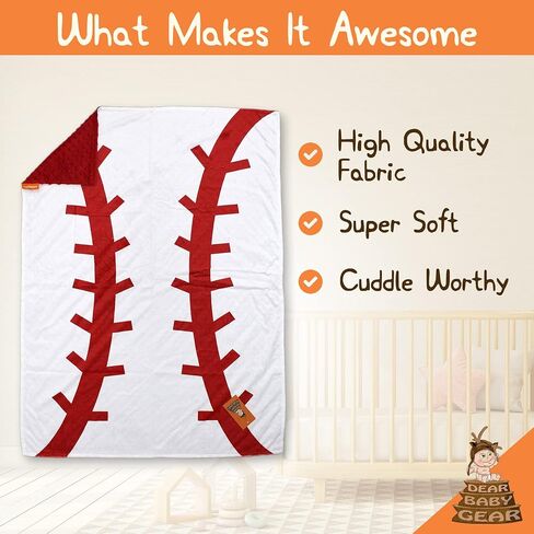 بطانية أطفال فاخرة من Dear Baby Gear Sports - طبقة مزدوجة من المنكي، وهدايا مايلستون وحديثي الولادة، بطانية أطفال للبنات - طباعة بيسبول، منقط أحمر - 40 بوصة × 30 بوصة in Saudi Arabia