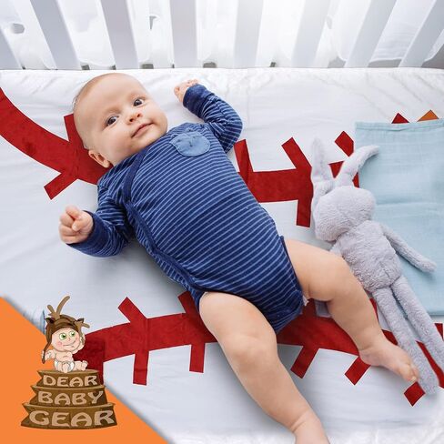 بطانية أطفال فاخرة من Dear Baby Gear Sports - طبقة مزدوجة من المنكي، وهدايا مايلستون وحديثي الولادة، بطانية أطفال للبنات - طباعة بيسبول، منقط أحمر - 40 بوصة × 30 بوصة in Saudi Arabia