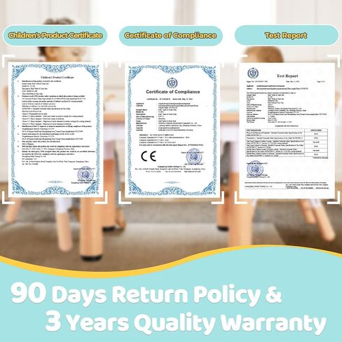 FUNLIO Kids Table and 2 Chairs Set, Height Adjustable Toddler Table and Chair Set for Ages 3-8, Easy to Wipe Arts & Crafts Table, for Classrooms/Daycares/Homes, CPC & CE Approved (3pcs Set) - Natural in Saudi Arabia