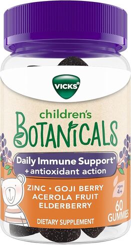 Vicks Children's Botanicals Daily Immune Support* + Antioxidant Action, Gummies, Made with Zinc, Goji Berry, Acerola Fruit, and Elderberry, 60 ct in Saudi Arabia