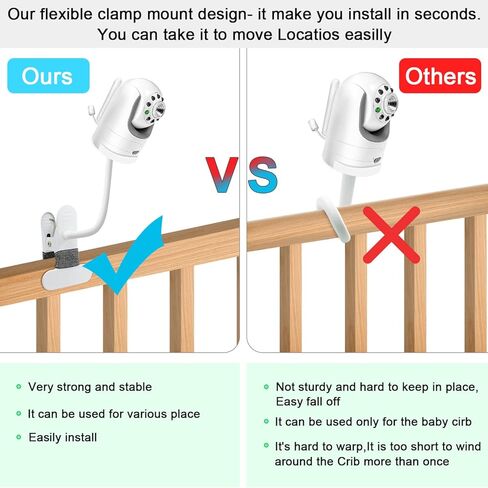 2 حزمة من حامل مراقبة الطفل المرن المشبك متوافق مع بصريات الرضع DXR-8 وDXR-8 Pro Video Baby Monitor حامل شاشات الأطفال لسرير الأطفال وحامل كاميرا الطفل بدون أدوات أو تلف الجدار in Kuwait